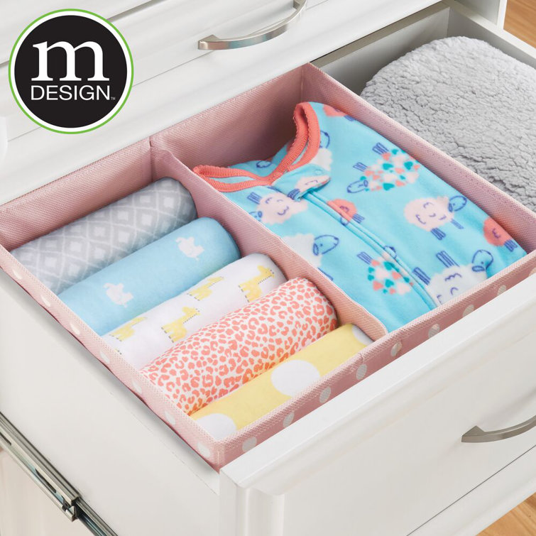 Mdesign Fabric Dresser Drawer Storage Organizer, 2 Section Light